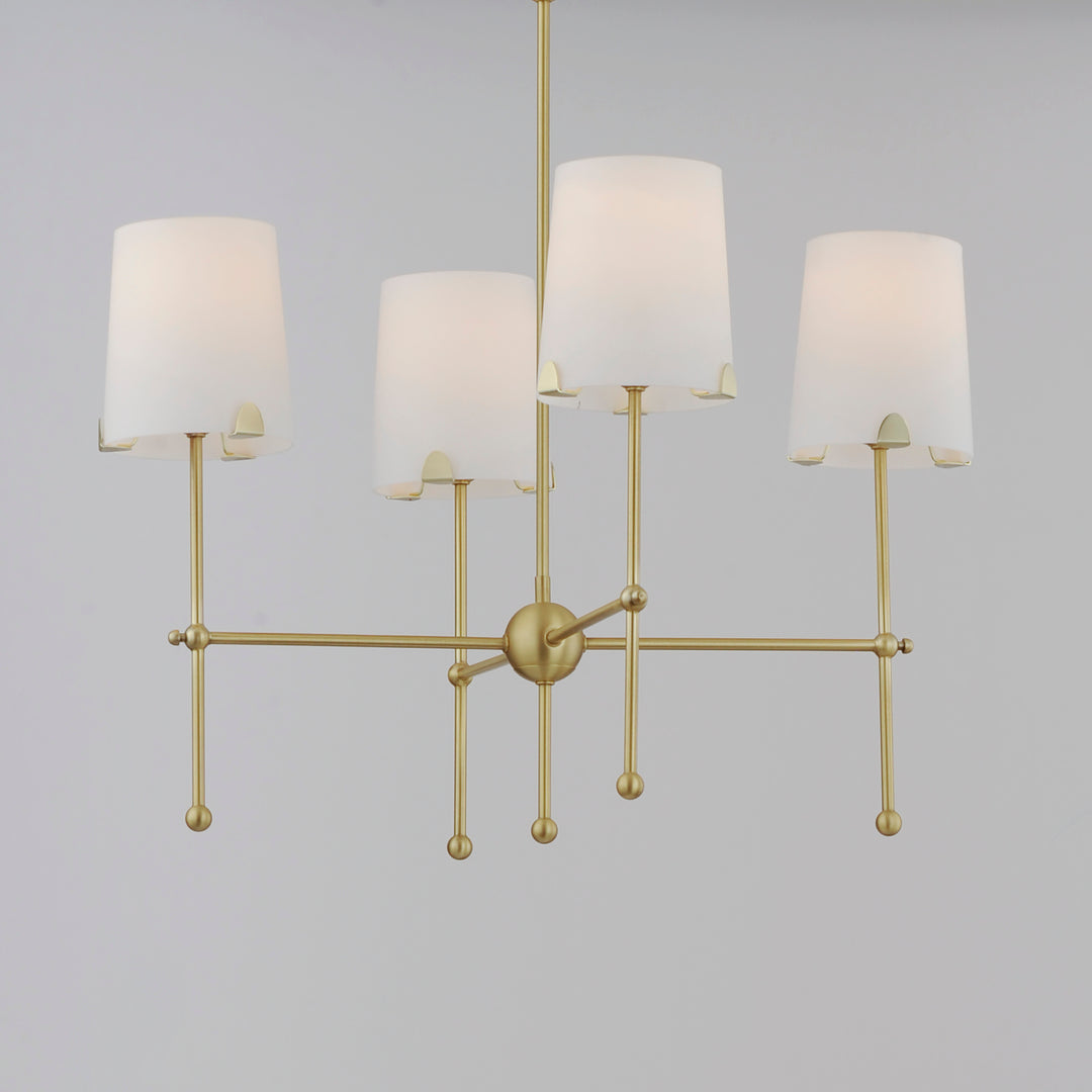 Steel Rod with Satin Glass Shade Chandelier