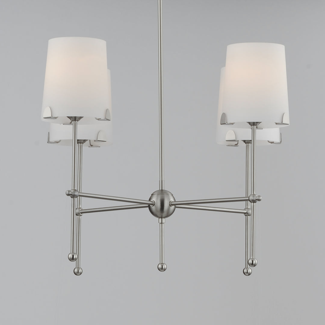 Steel Rod with Satin Glass Shade Chandelier