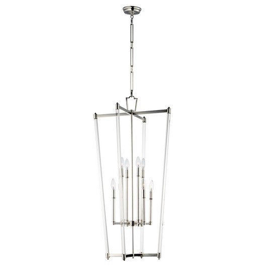 Steel with Clear Glass Rod Frame Chandelier