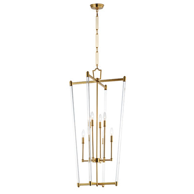 Steel with Clear Glass Rod Frame Chandelier