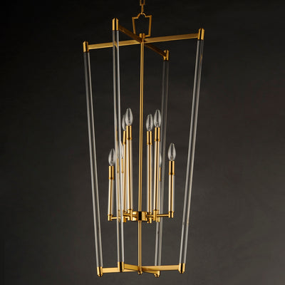 Steel with Clear Glass Rod Frame Chandelier