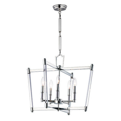 Steel with Clear Glass Rod Frame Chandelier