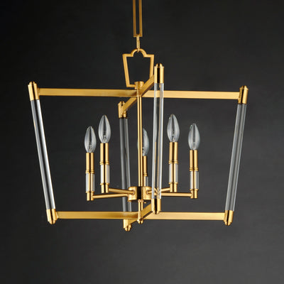 Steel with Clear Glass Rod Frame Chandelier