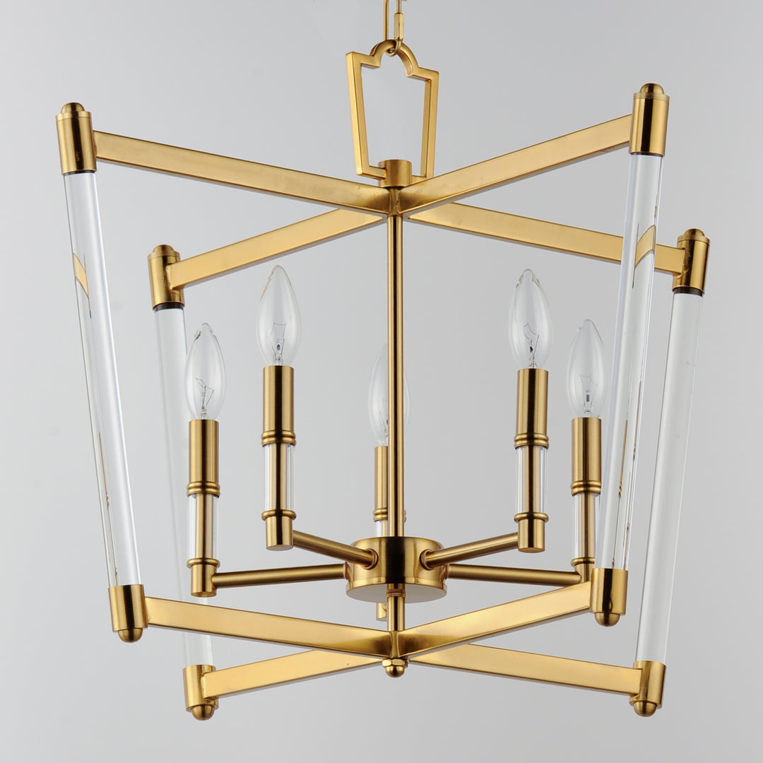 Steel with Clear Glass Rod Frame Chandelier