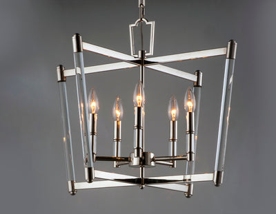 Steel with Clear Glass Rod Frame Chandelier