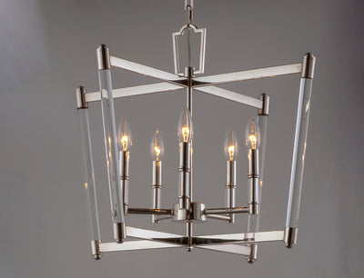 Steel with Clear Glass Rod Frame Chandelier