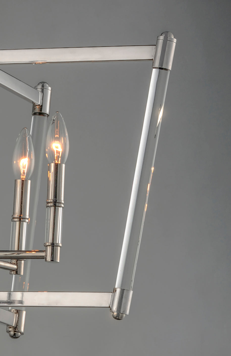 Steel with Clear Glass Rod Frame Chandelier