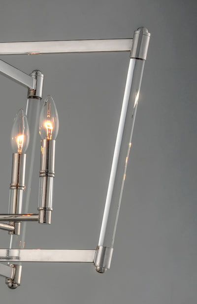 Steel with Clear Glass Rod Frame Chandelier