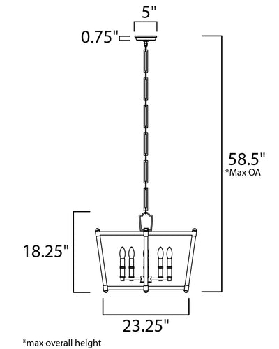 Steel with Clear Glass Rod Frame Chandelier