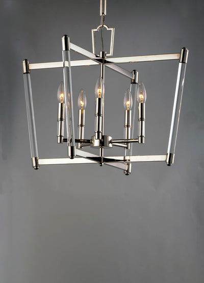 Steel with Clear Glass Rod Frame Chandelier