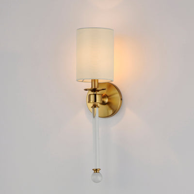 Steel with Glass Rod and Fabric Shade Single Light Wall Sconce