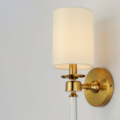 Steel with Glass Rod and Fabric Shade Single Light Wall Sconce