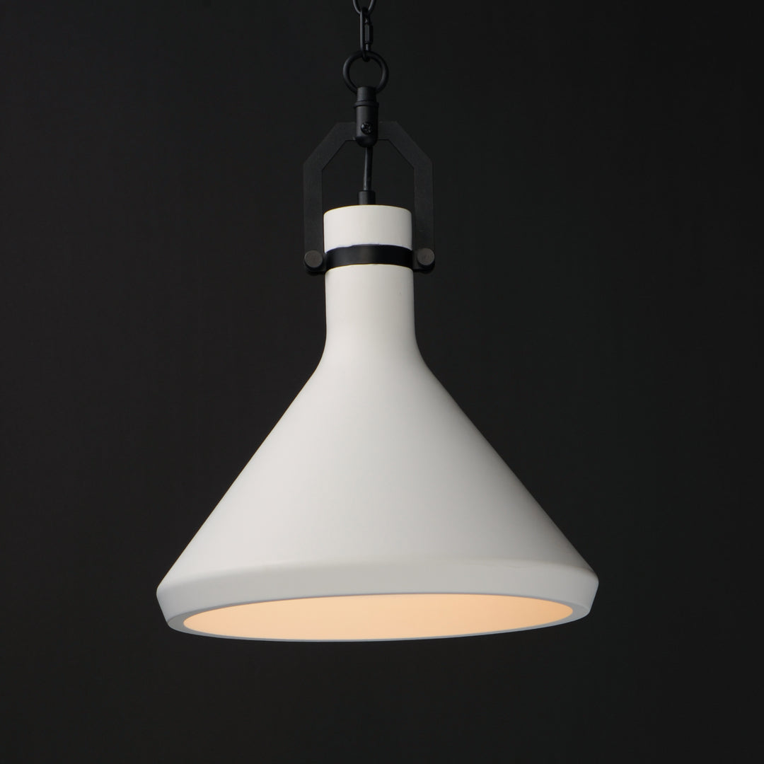 Steel Frame with Plaster Conical Shade Pendant