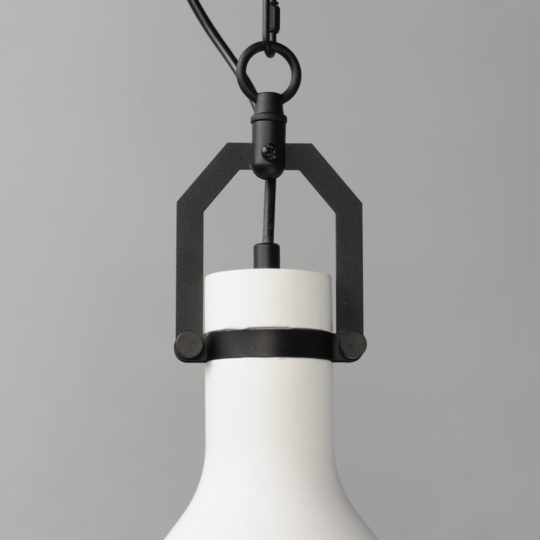 Steel Frame with Plaster Conical Shade Pendant