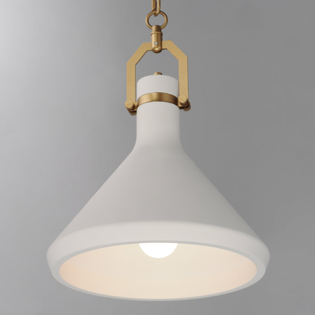 Steel Frame with Plaster Conical Shade Pendant