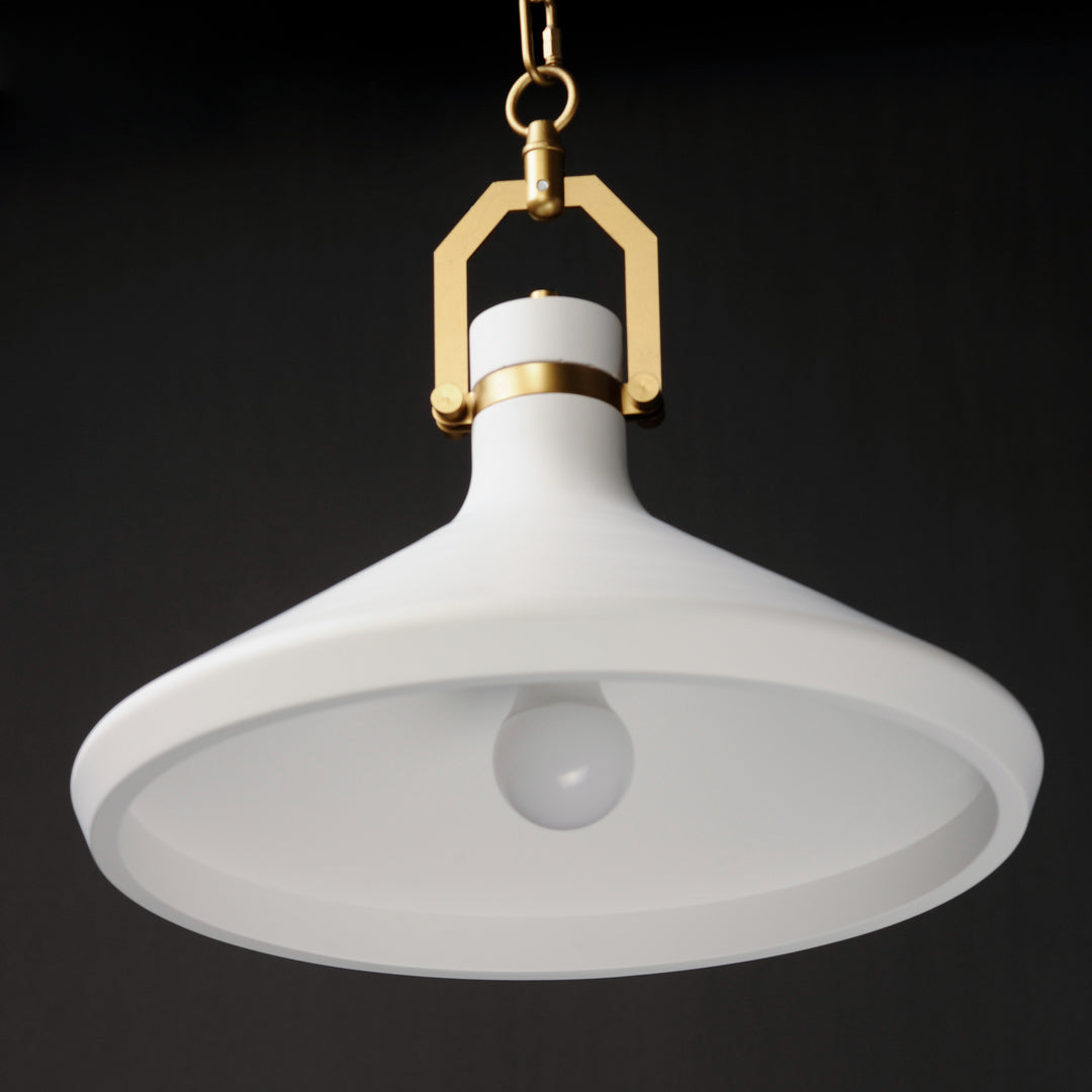 Steel Frame with Plaster Conical Shade Pendant