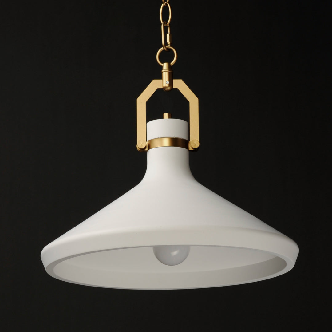 Steel Frame with Plaster Conical Shade Pendant