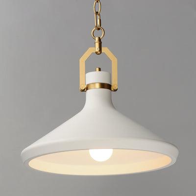 Steel Frame with Plaster Conical Shade Pendant