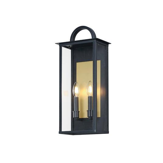Black and Brass Frame with Clear Glass Shade Outdoor Wall Sconce - LV LIGHTING