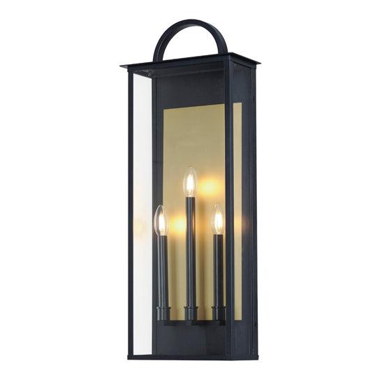 Black and Brass Frame with Clear Glass Shade Outdoor Wall Sconce - LV LIGHTING