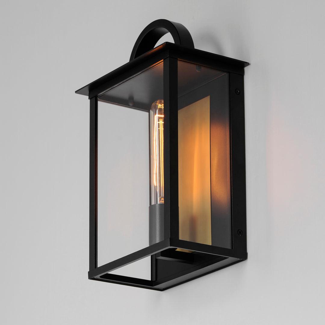 Black and Brass Frame with Clear Glass Shade Outdoor Wall Sconce - LV LIGHTING