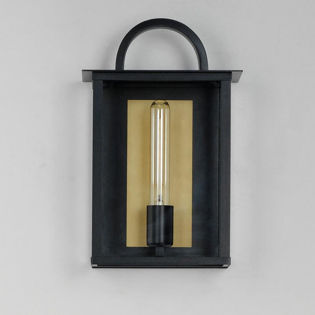 Black and Brass Frame with Clear Glass Shade Outdoor Wall Sconce - LV LIGHTING