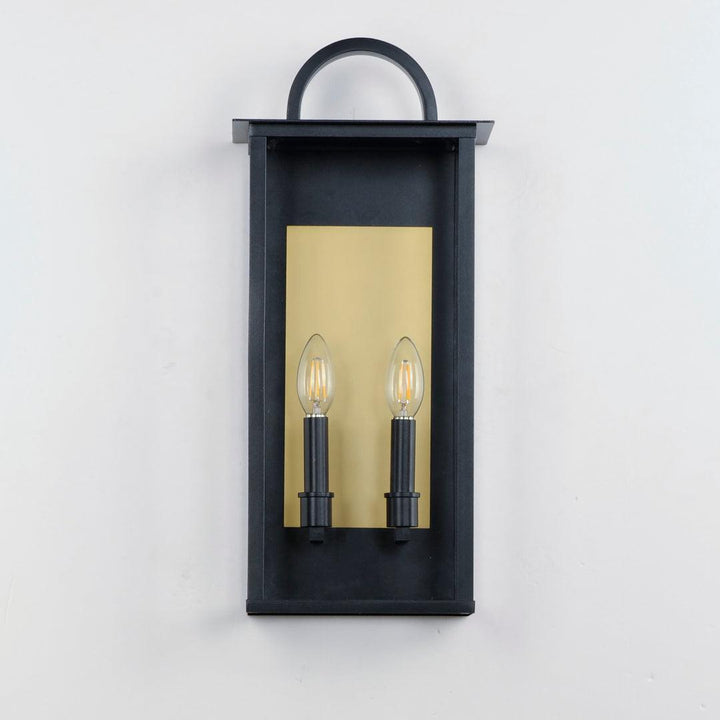 Black and Brass Frame with Clear Glass Shade Outdoor Wall Sconce - LV LIGHTING