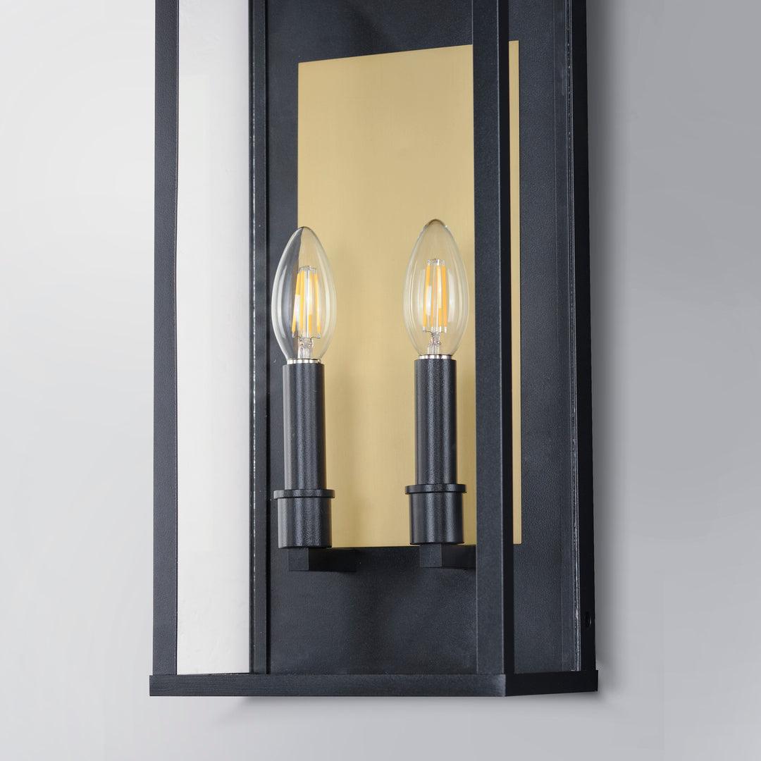 Black and Brass Frame with Clear Glass Shade Outdoor Wall Sconce - LV LIGHTING