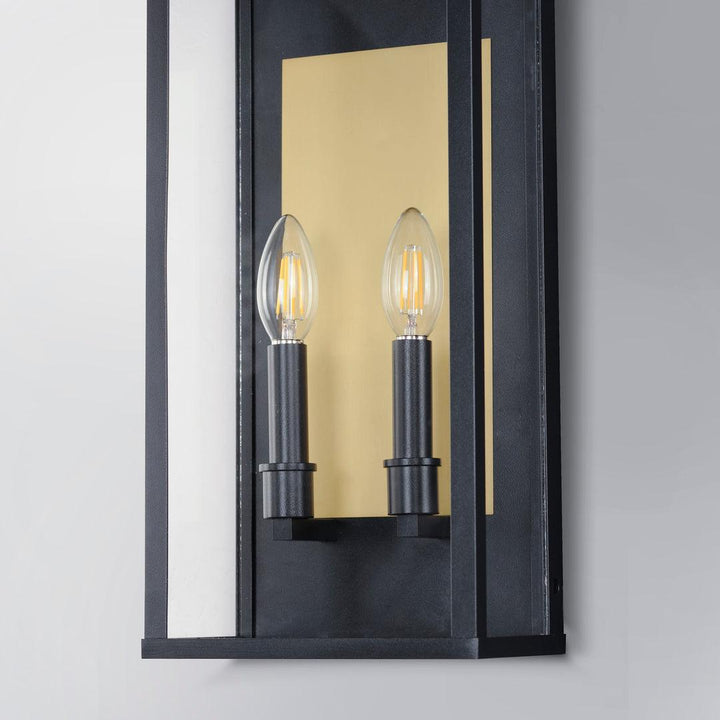 Black and Brass Frame with Clear Glass Shade Outdoor Wall Sconce - LV LIGHTING