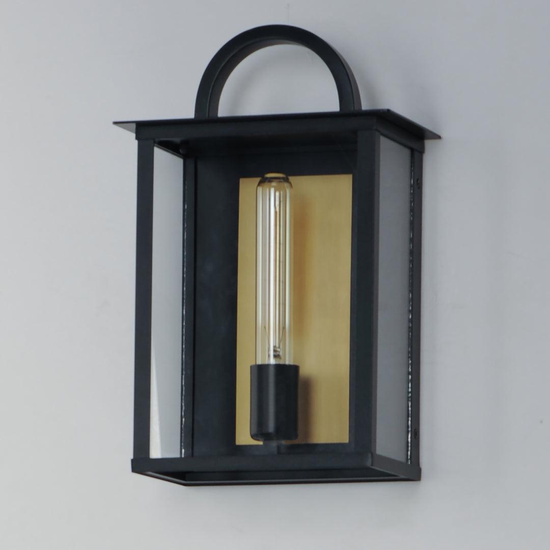 Black and Brass Frame with Clear Glass Shade Outdoor Wall Sconce - LV LIGHTING