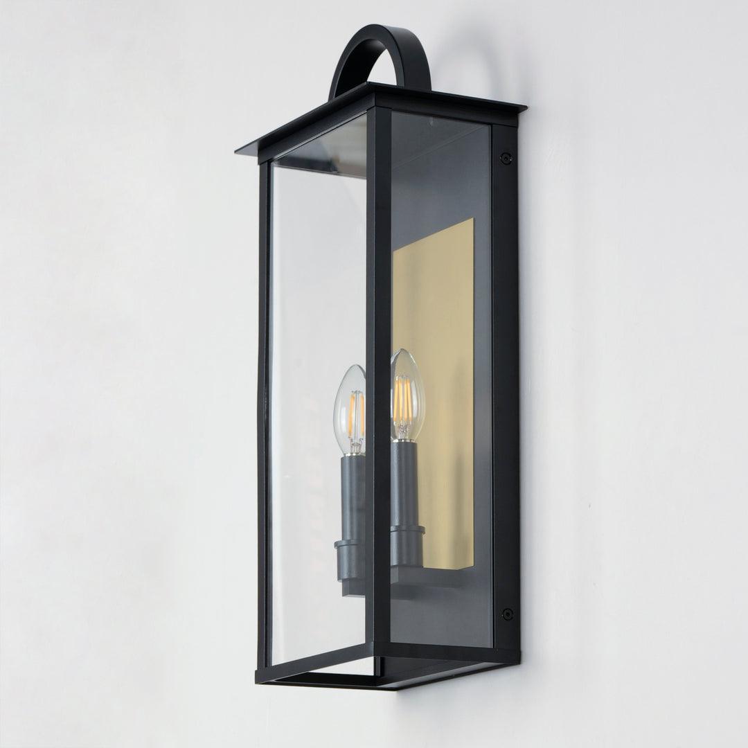 Black and Brass Frame with Clear Glass Shade Outdoor Wall Sconce - LV LIGHTING
