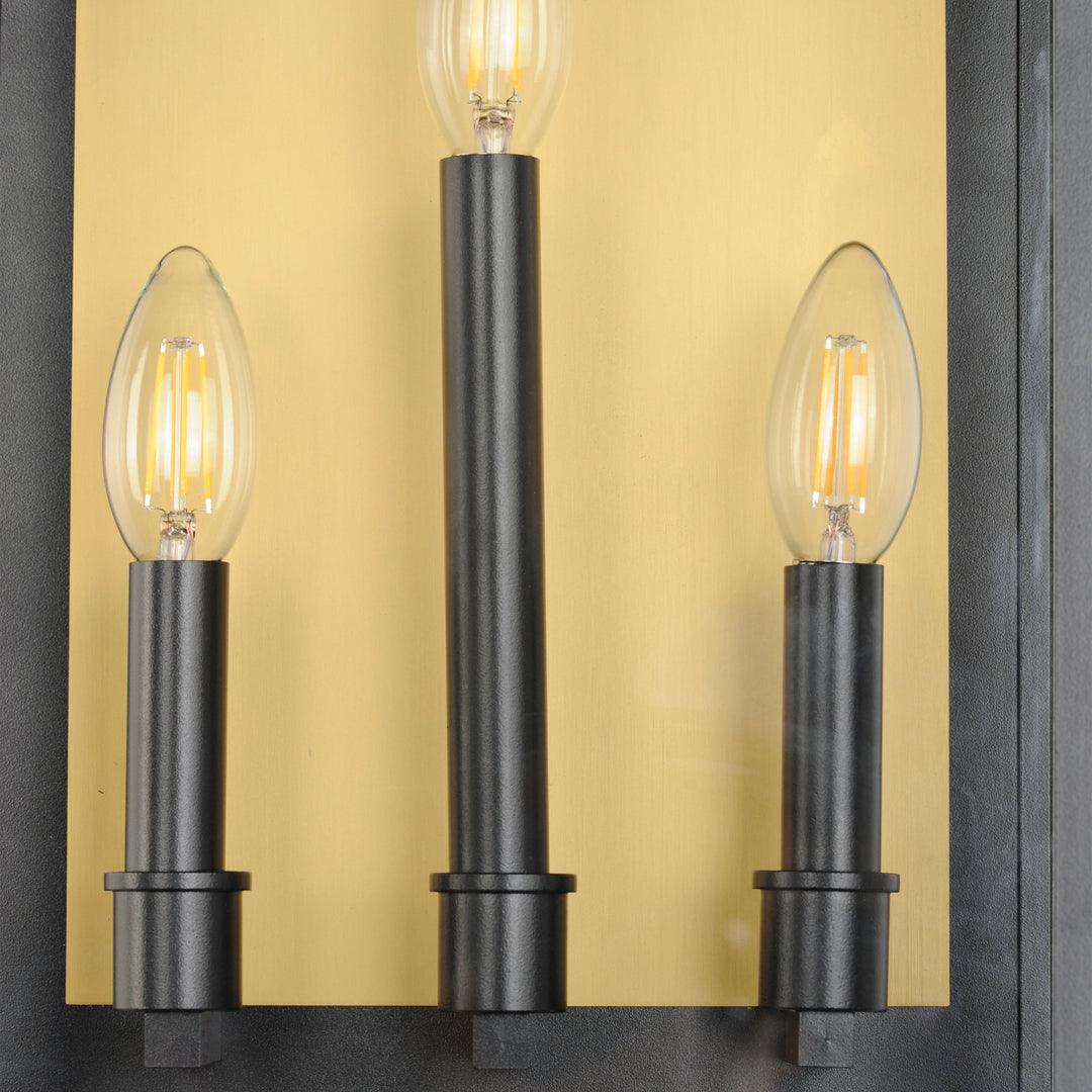 Black and Brass Frame with Clear Glass Shade Outdoor Wall Sconce - LV LIGHTING