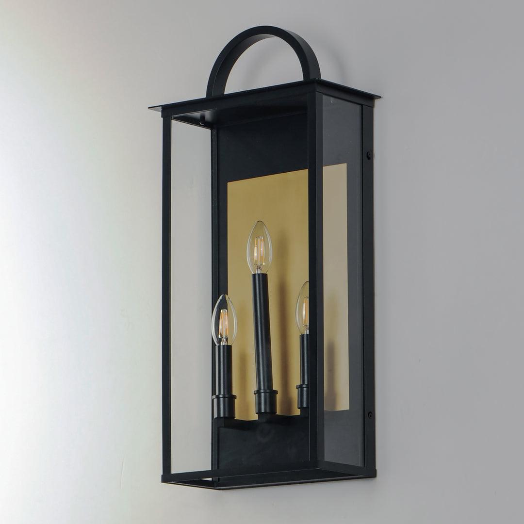 Black and Brass Frame with Clear Glass Shade Outdoor Wall Sconce - LV LIGHTING