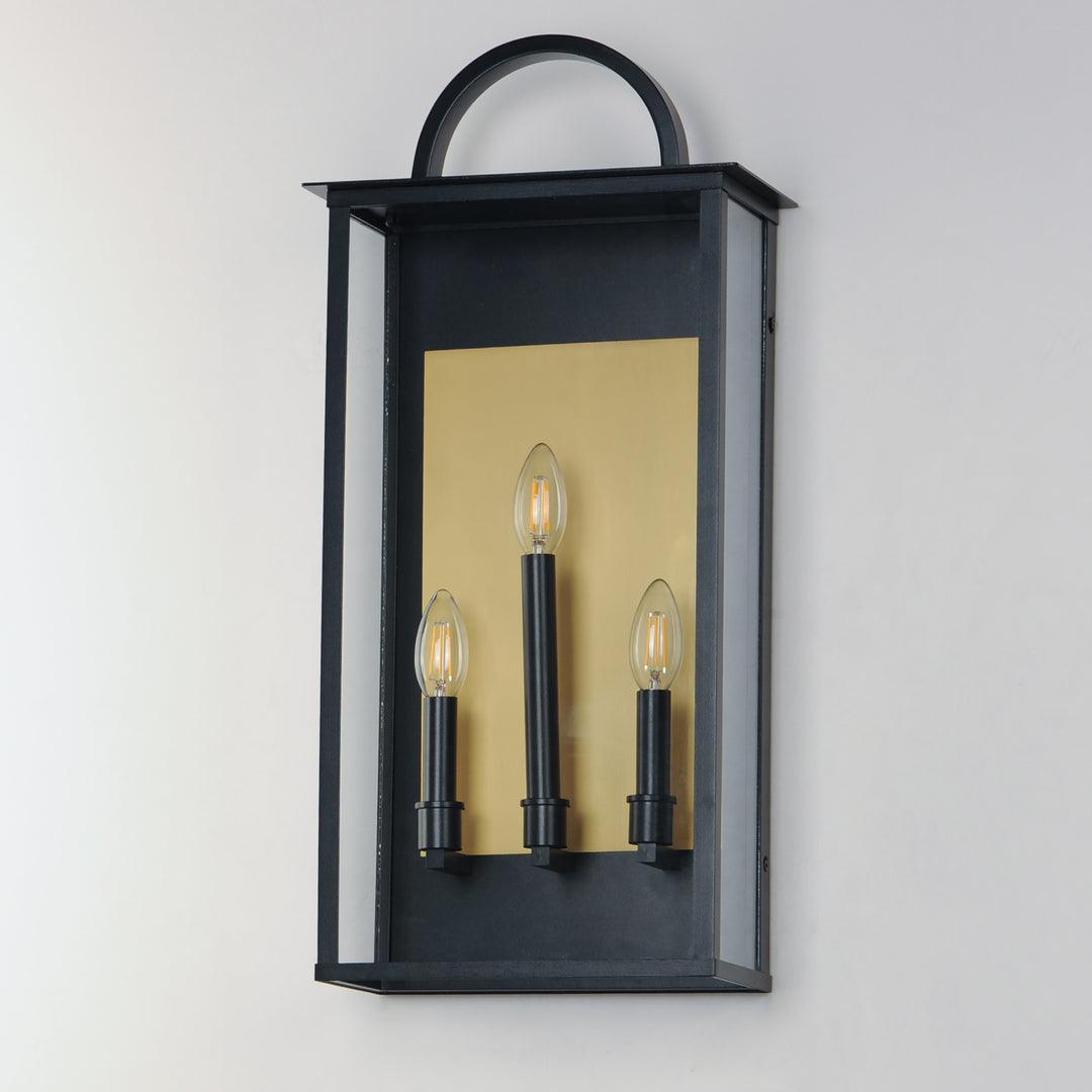 Black and Brass Frame with Clear Glass Shade Outdoor Wall Sconce - LV LIGHTING