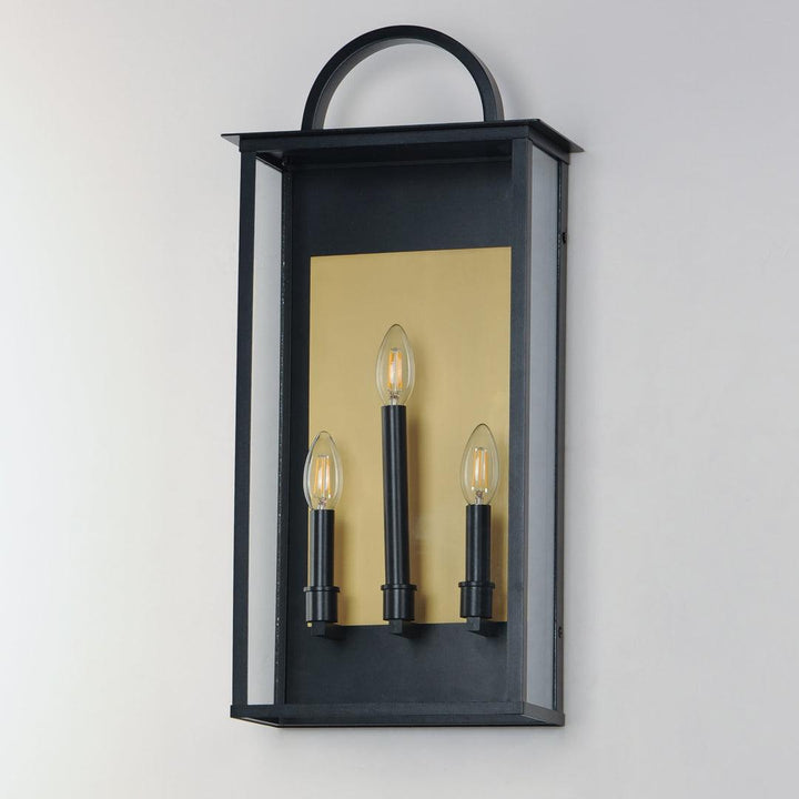 Black and Brass Frame with Clear Glass Shade Outdoor Wall Sconce - LV LIGHTING