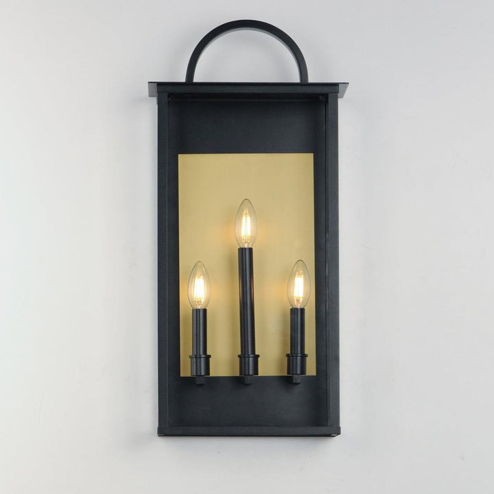 Black and Brass Frame with Clear Glass Shade Outdoor Wall Sconce - LV LIGHTING