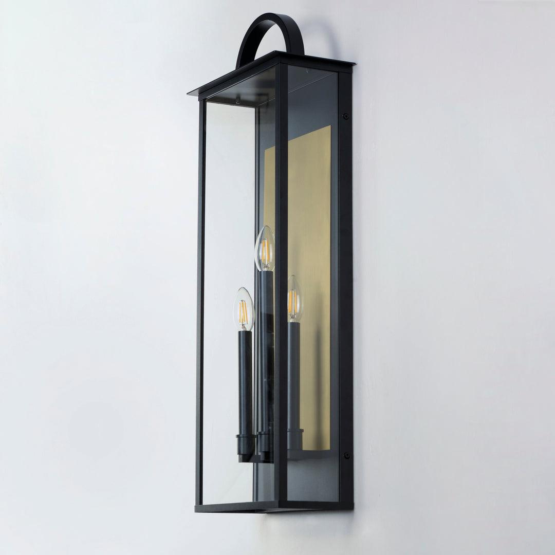 Black and Brass Frame with Clear Glass Shade Outdoor Wall Sconce - LV LIGHTING