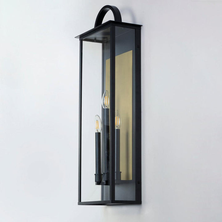 Black and Brass Frame with Clear Glass Shade Outdoor Wall Sconce - LV LIGHTING