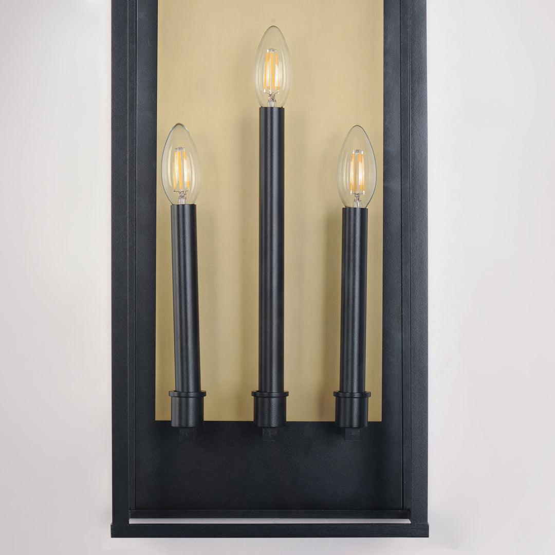 Black and Brass Frame with Clear Glass Shade Outdoor Wall Sconce - LV LIGHTING