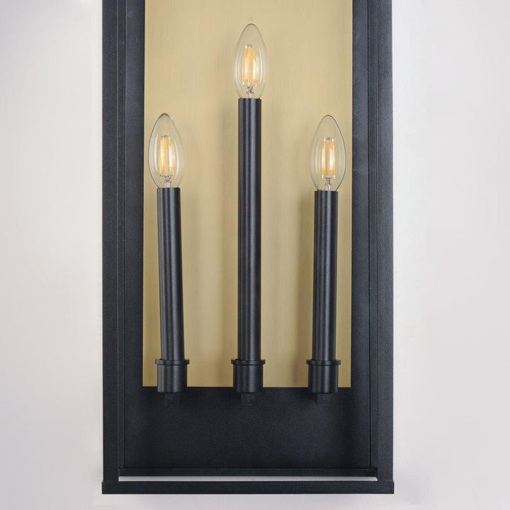 Black and Brass Frame with Clear Glass Shade Outdoor Wall Sconce - LV LIGHTING