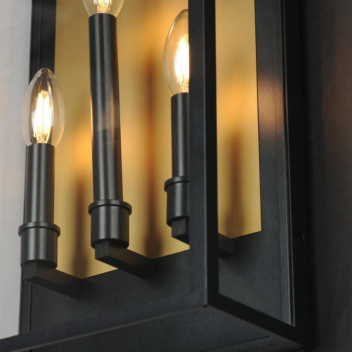 Black and Brass Frame with Clear Glass Shade Outdoor Wall Sconce - LV LIGHTING