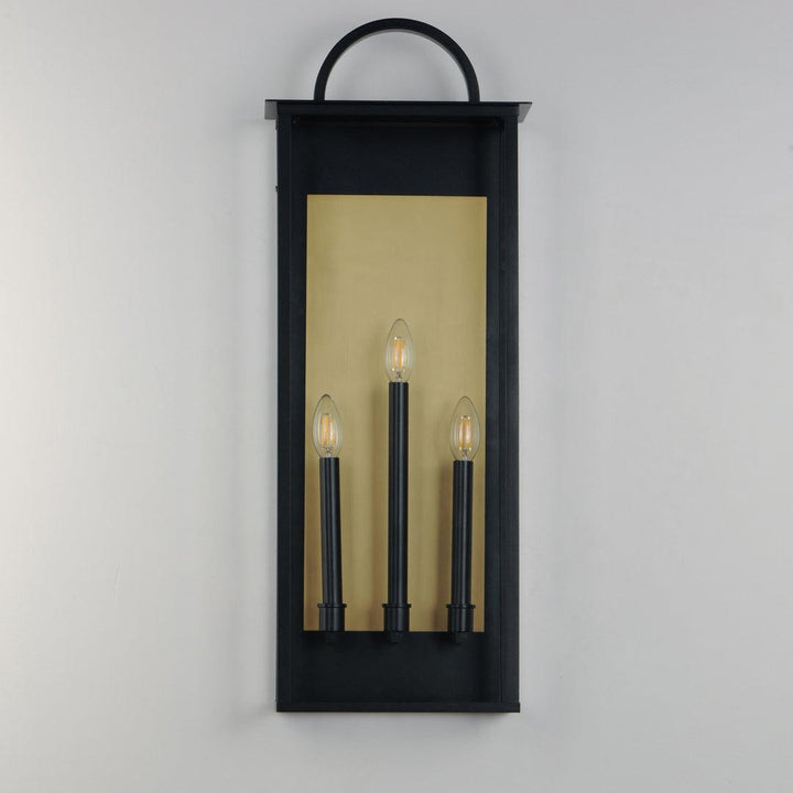 Black and Brass Frame with Clear Glass Shade Outdoor Wall Sconce - LV LIGHTING