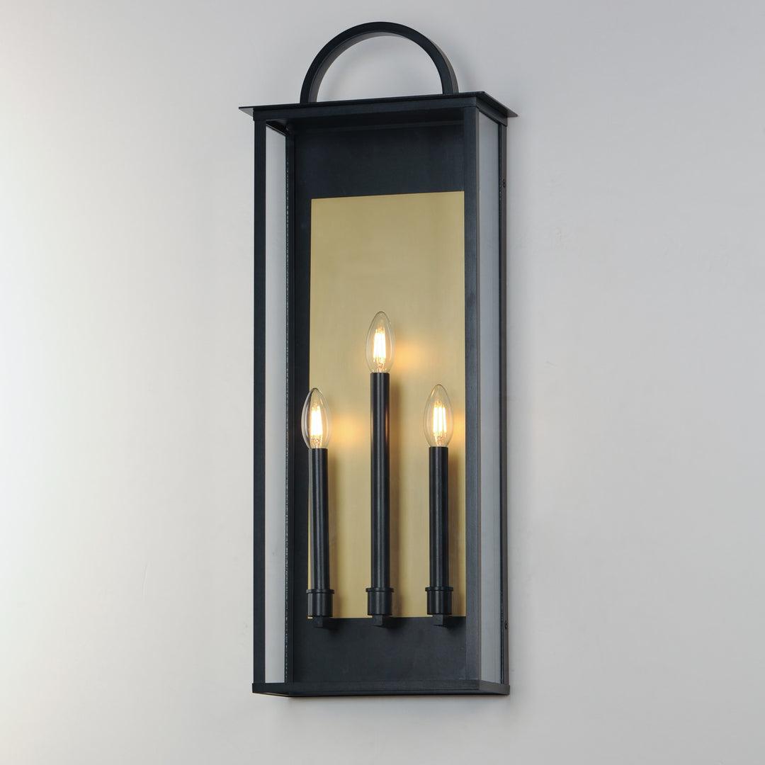 Black and Brass Frame with Clear Glass Shade Outdoor Wall Sconce - LV LIGHTING