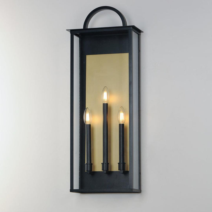 Black and Brass Frame with Clear Glass Shade Outdoor Wall Sconce - LV LIGHTING