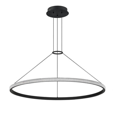 LED Black Frame with Crystaline Acrylic Diffuser Single Ring Chandelier - LV LIGHTING