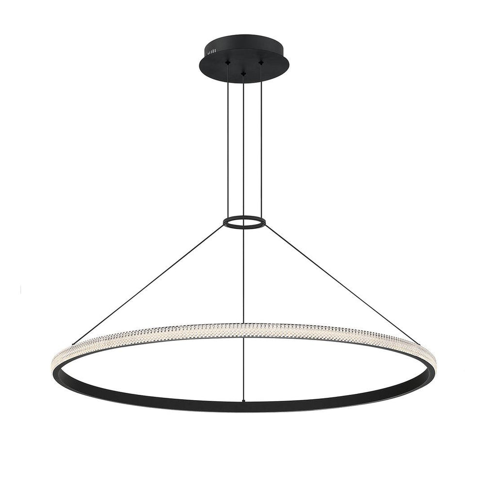 LED Black Frame with Crystaline Acrylic Diffuser Single Ring Chandelier - LV LIGHTING