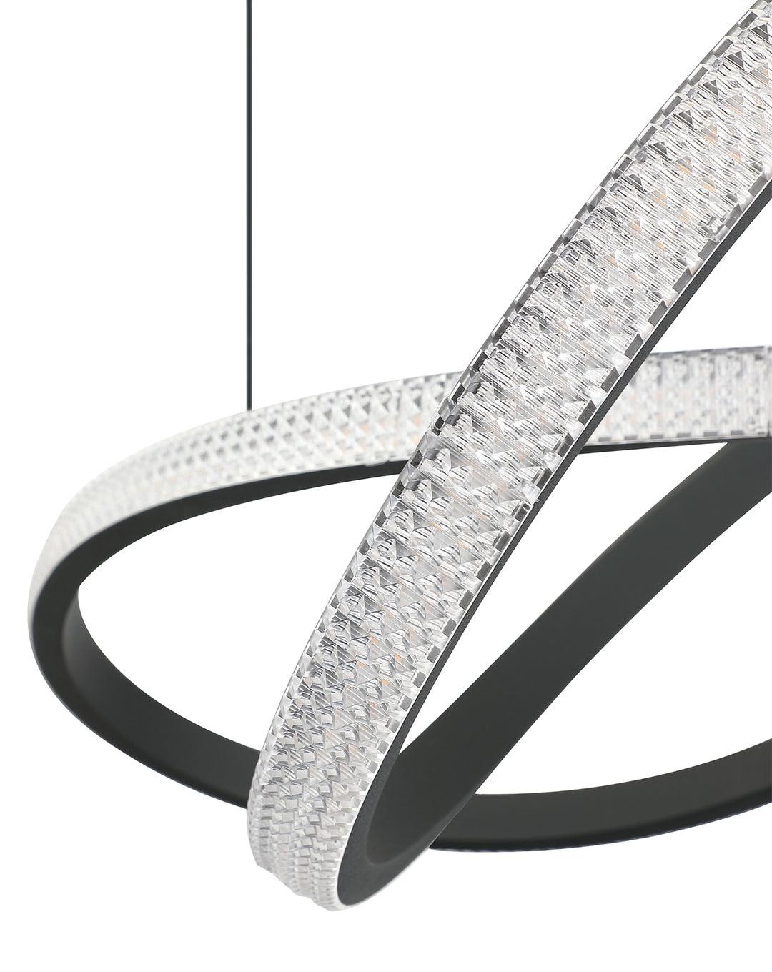 LED Black Frame with Crystaline Acrylic Diffuser Twisted Chandelier - LV LIGHTING