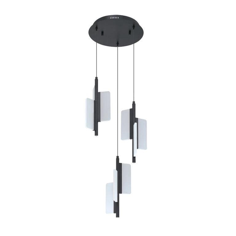 LED Black Frame with White Acrylic Diffuser Tripple Pendant - LV LIGHTING