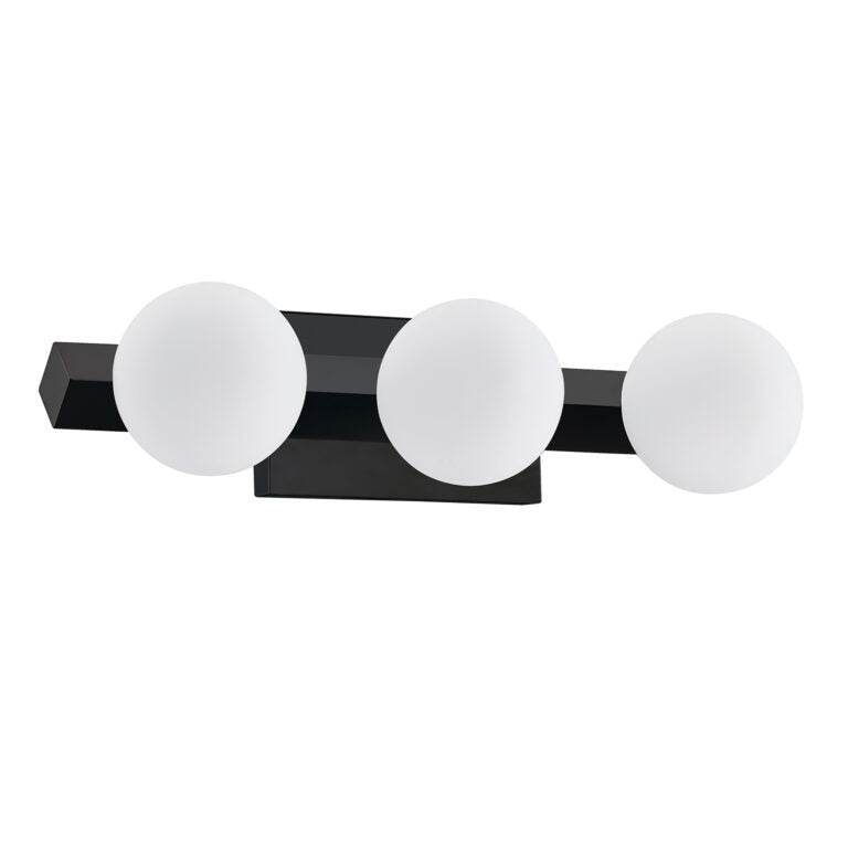 Steel Frame with Opal White Glass Globe Vanity Light