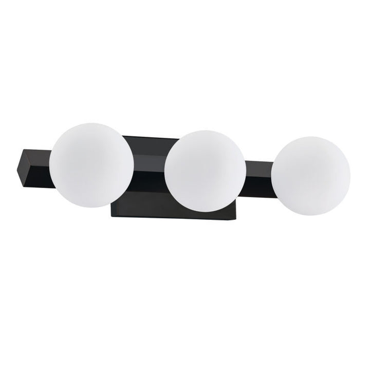 Steel Frame with Opal White Glass Globe Vanity Light